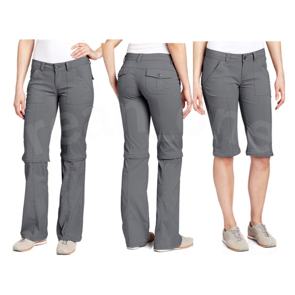 Prana Women's Gray Zip Off Cargo Outdoor Monarch Convertible Hiking Pants Size 2